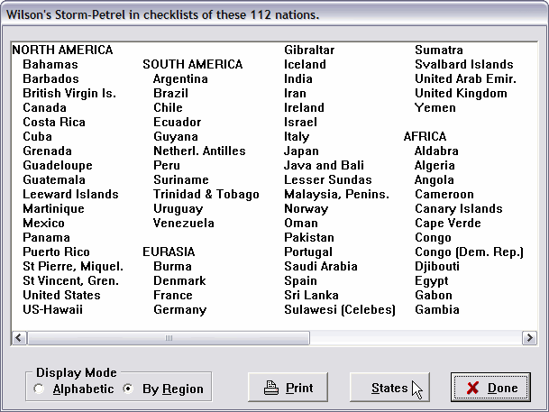 Sample range list